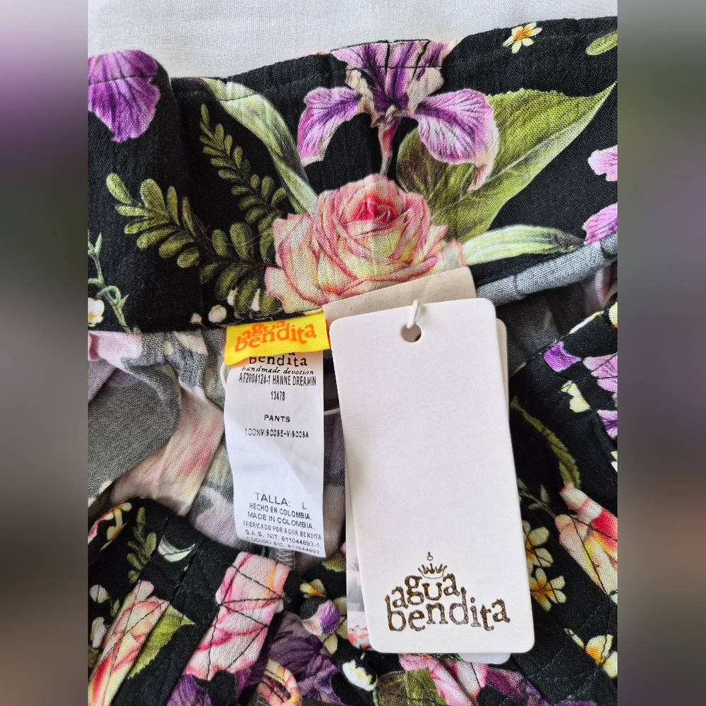 Agua Bendita Black Floral Wide-Leg Pants - Picture 6 of 7